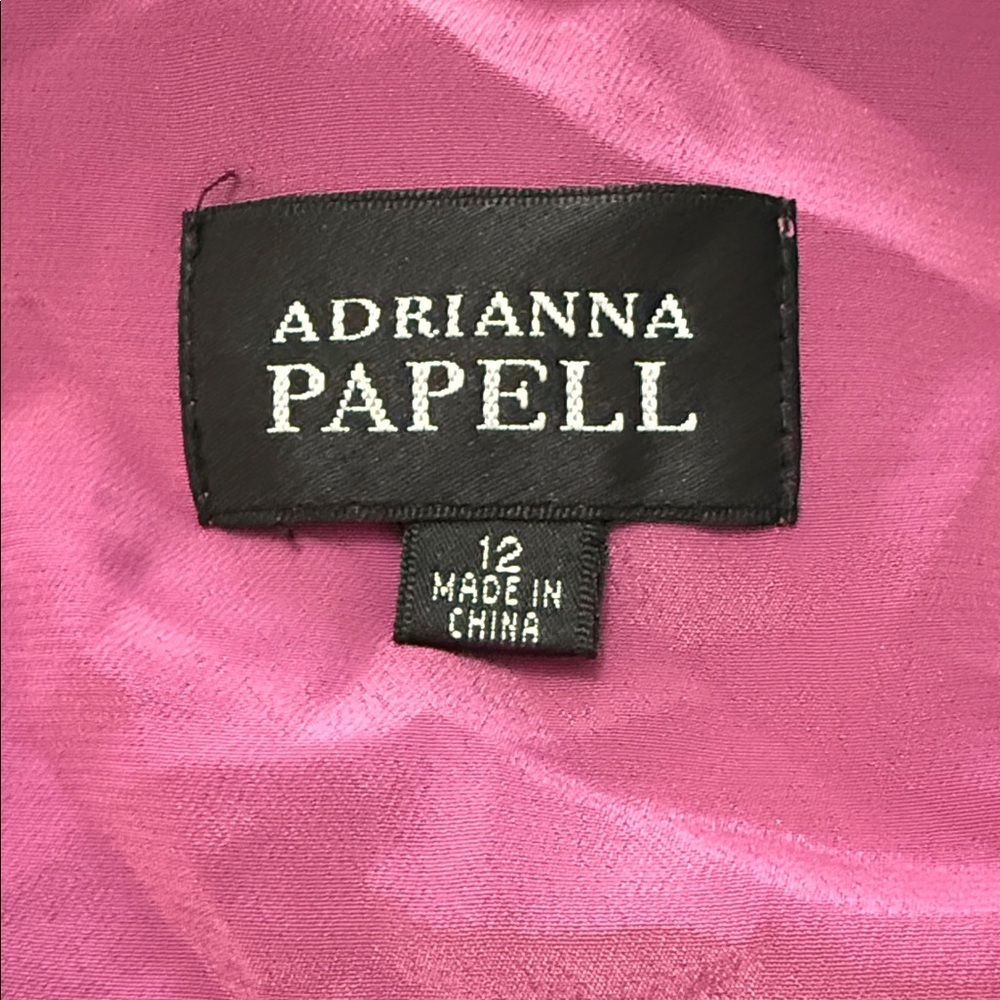 Adrianna Papell Silk Floral Ruffle Dress Size 12 Belted V-Neck Sleeveless - Picture 2 of 12